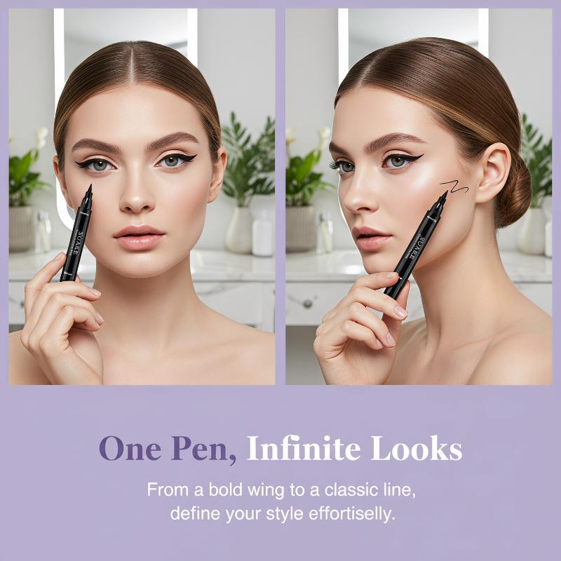 Waterproof Liquid Eyeliner Pen - 2 Adet Siyah Eyeliner Çift Uçlu